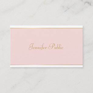 Elegant Hand Script Blush Pink Gold Chic Template Business Card