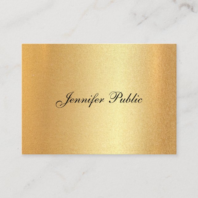 Elegant Hand Script Calligraphy Faux Gold Plain Business Card (Front)