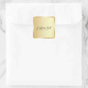Elegant Hand Script Gold Template Your Custom Text Square Sticker