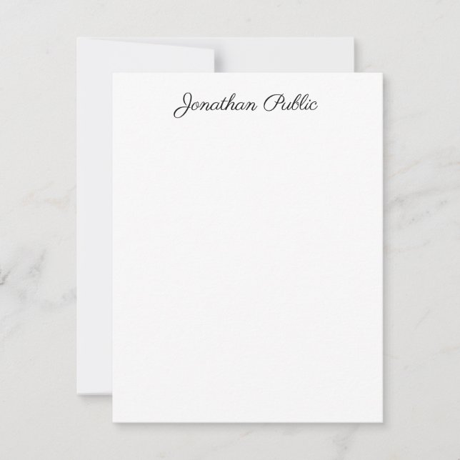 Elegant Hand Script Text Vertical Personalised Top Card (Front)