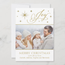 Elegant Hand Scripted Joy Christmas Card