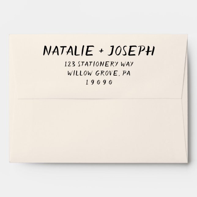 Elegant Hand Written Retro Trendy Modern Wedding   Envelope (Back (Top Flap))