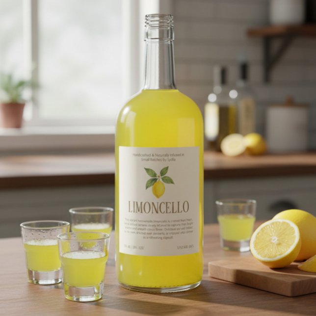 Elegant Handcrafted Limoncello Wine Label (Creator Uploaded)