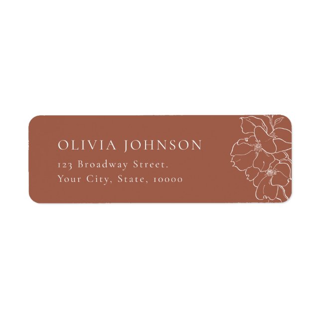 Elegant handdrawn floral terracotta Return Address (Front)