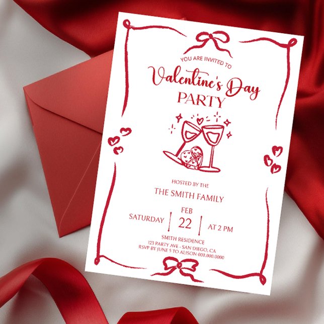 Elegant handdrawn Valentine's day party Invitation (Creator Uploaded)
