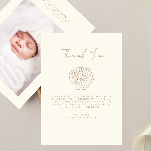 Elegant Handlettering Simple Photo Baby Shower Thank You Card (Creator Uploaded)