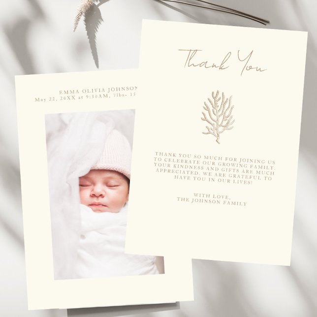 Elegant Handlettering Simple Photo Baby Shower Thank You Card (Creator Uploaded)