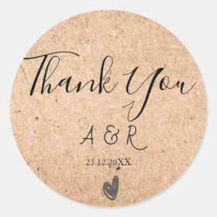 Elegant handmade minimalist kraft typeface classic round sticker