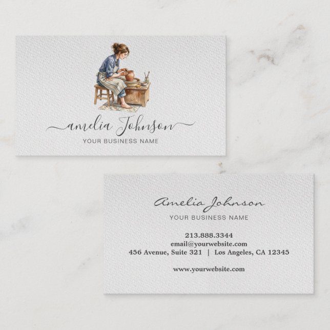 Elegant Handmade Sculptor & Pottery Ceramic Artist Business Card (Front/Back)
