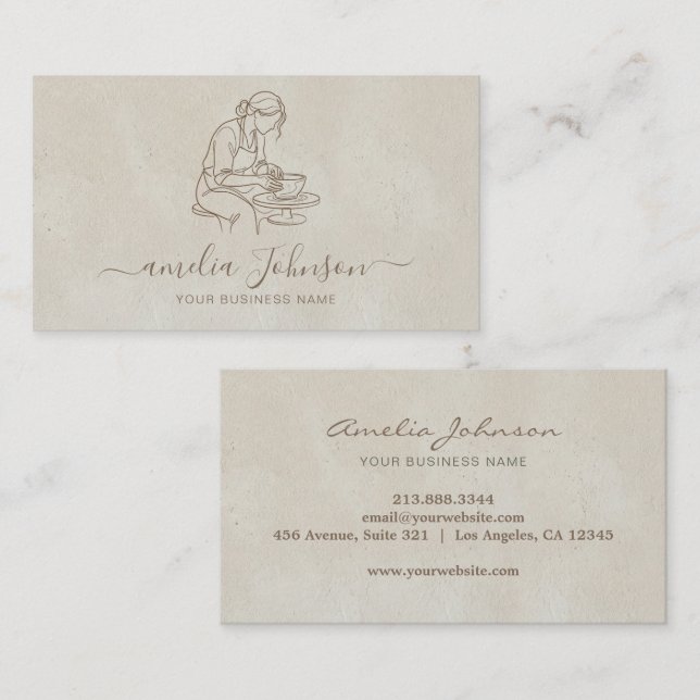 Elegant Handmade Sculptor & Pottery Ceramic Artist Business Card (Front/Back)