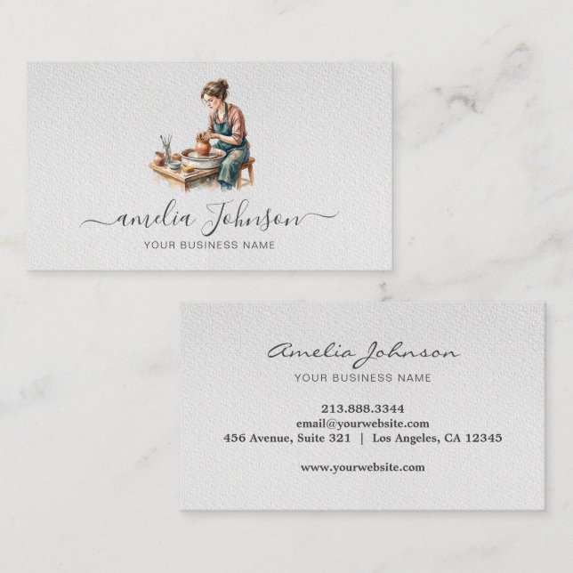Elegant Handmade Sculptor & Pottery Ceramic Artist Business Card (Front/Back)