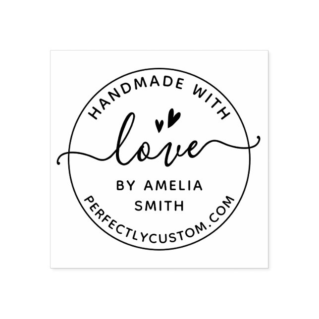 Elegant handmade with love by your name rubber sta rubber stamp (Imprint)