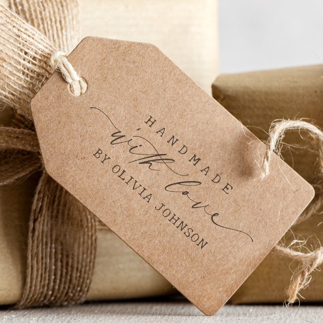 Elegant Handmade with Love Script Personalised  Self-inking Stamp (Creator Uploaded)