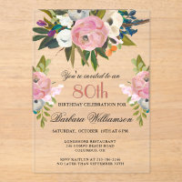 Elegant Handpainted Floral 80th Birthday Party