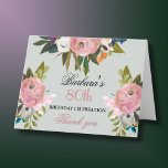 Elegant Handpainted Floral 80th Birthday Party  Thank You Card<br><div class="desc">Conclude this special 80th birthday celebration in a elegant style with this beautifully hand painted thank you card with colourful yet gentle flowers -- leading with blush pink and greenery, yet adding interesting other touches of colour. The text can be personalised for your party including the guest of honour's age....</div>