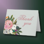 Elegant Handpainted Floral 80th Birthday Party   Thank You Card<br><div class="desc">Conclude this special 80th birthday celebration in a elegant style with this beautifully hand painted thank you card with colourful yet gentle flowers -- leading with blush pink and greenery, yet adding interesting other touches of colour. The text can be personalised for your party including the guest of honour's age....</div>
