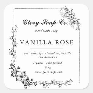 elegant handsketched floral soap bar sticker