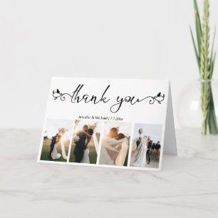 elegant handwriting 4 photos collage wedding thank you card
