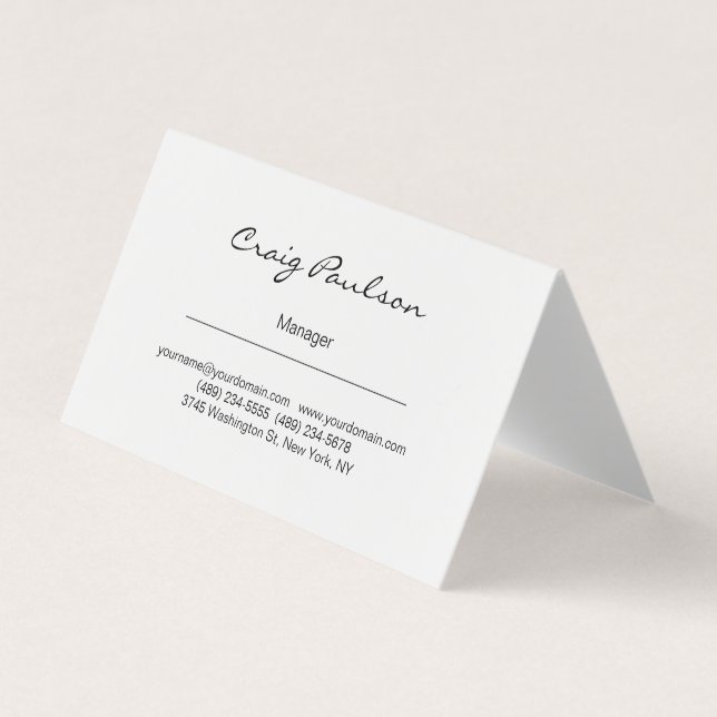 Elegant Handwriting Black & White Business Card (Front)