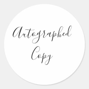 Elegant Handwriting Calligraphy Autographed Copy Classic Round Sticker