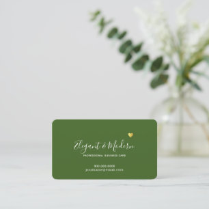 Elegant Handwriting Calligraphy Green Business Card