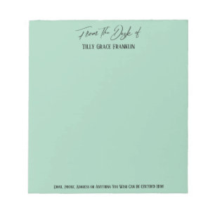 Elegant Handwriting From the Desk of Light Green Notepad