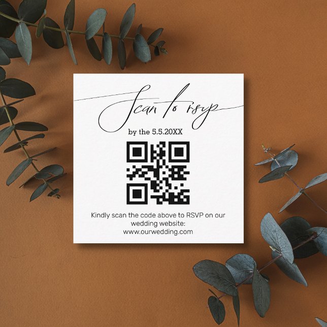 elegant handwriting rsvp qr code wedding simple enclosure card (Creator Uploaded)