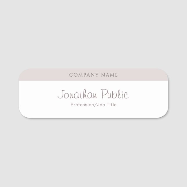 Elegant Handwriting Script Name Modern Template Name Tag (Front)