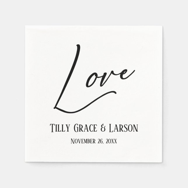 Elegant Handwriting Script Typography Love Napkin (Front)
