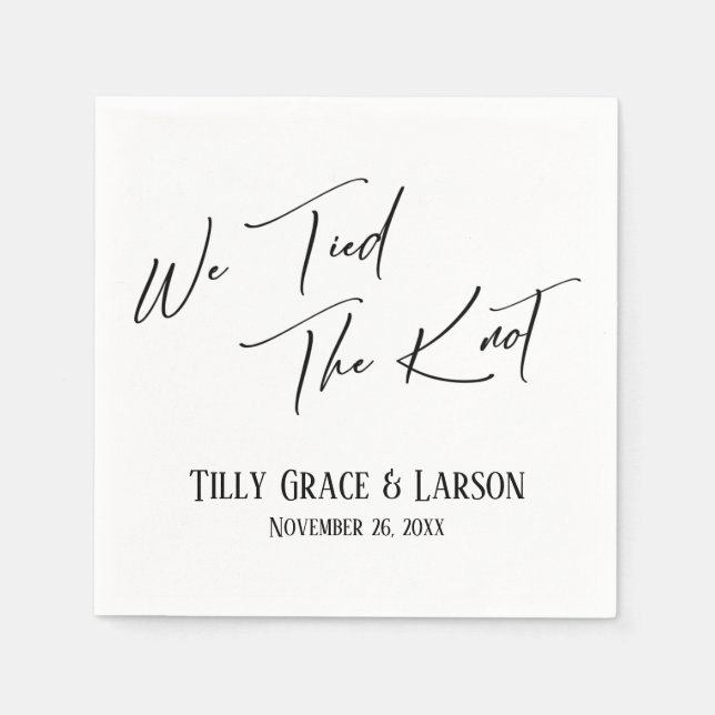 Elegant Handwriting Simple We Tied the Knot Napkin (Front)