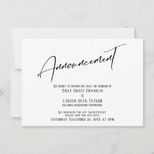 Elegant Handwriting Wedding Delay Announcement