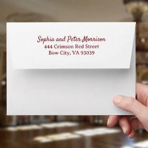 Elegant Handwritten Crimson Maroon Red Wedding Envelope