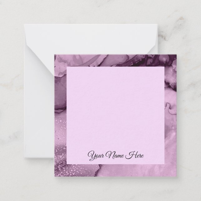 Elegant handwritten custom name violet marble card (Front)