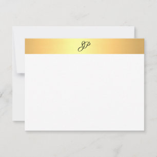 Elegant Handwritten Monogram Name Faux Gold Card