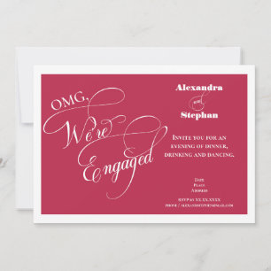 Elegant Handwritten Monogram Viva Magenta Photo Invitation