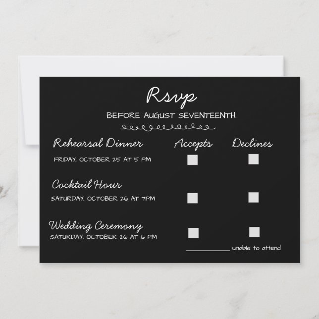 Elegant Handwritten Multi-Event Wedding RSVP Invitation (Front)
