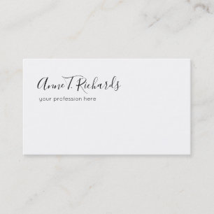 elegant handwritten name on white business card