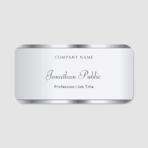 Elegant Handwritten Name Script Silver Template Tag