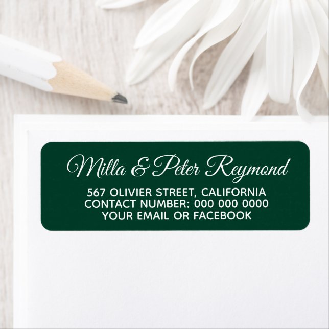 Elegant handwritten names with address green (Insitu)
