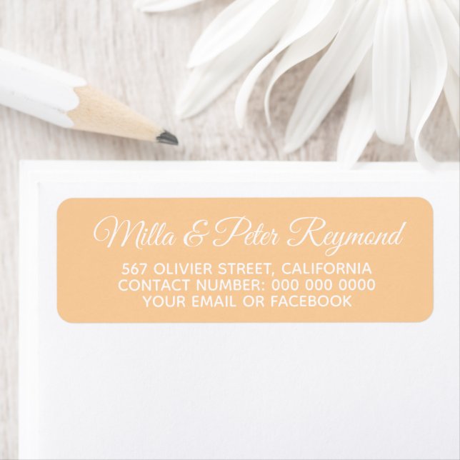 Elegant handwritten names with address peach (Insitu)