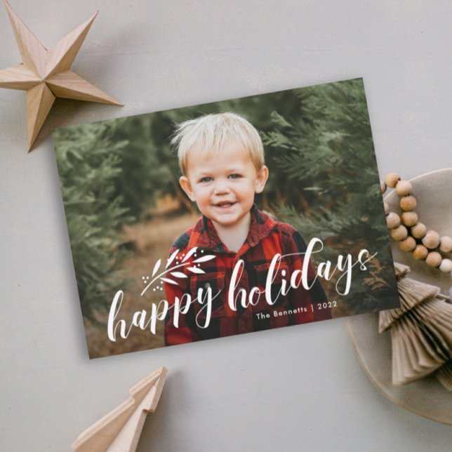 Elegant Handwritten Photo Christmas Holiday Card (Creator Uploaded)