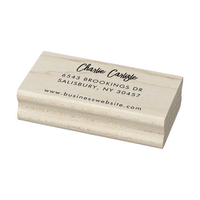 Elegant Handwritten Script Address and Website Rubber Stamp (Stamp)