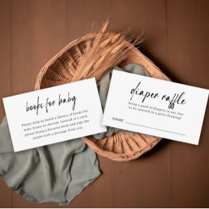 Elegant Handwritten Script Books for Baby Enclosure Card