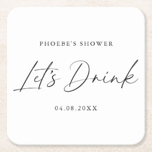 Elegant Handwritten Script Bridal Shower Coaster