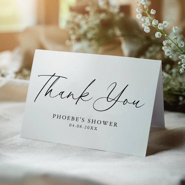 Elegant Handwritten Script Bridal Shower Folded Thank You Card (Creator Uploaded)