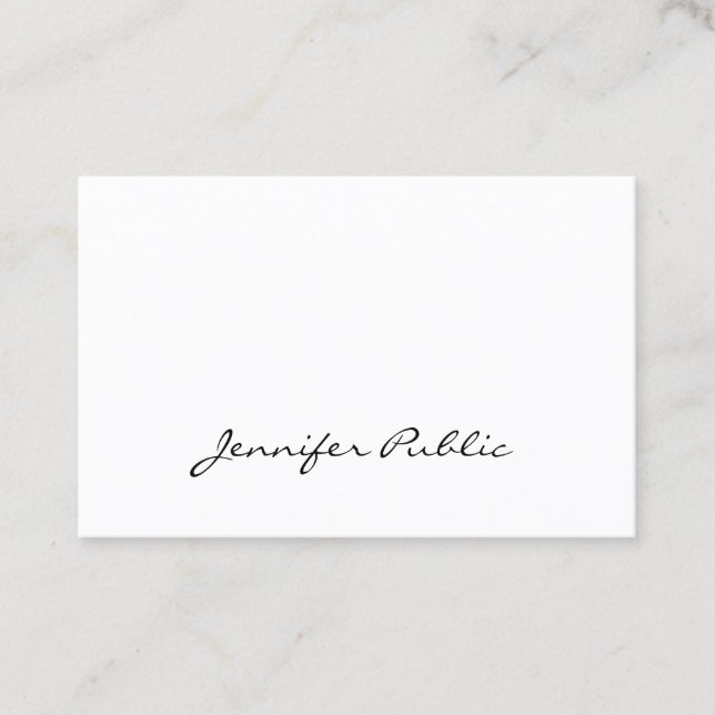 Elegant Handwritten Script Clean Modern Plain Business Card (Front)