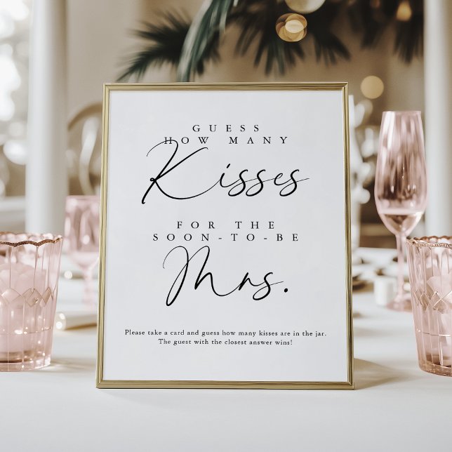 Elegant Handwritten Script How Many Kisses Game Poster (Creator Uploaded)