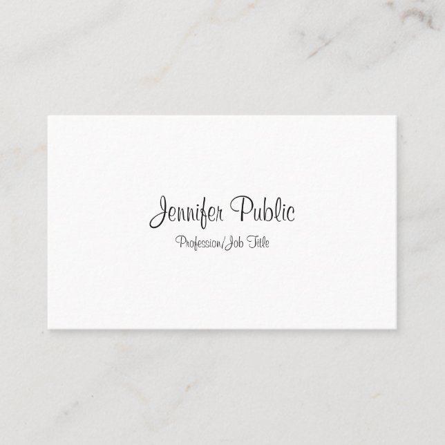Elegant Handwritten Script Modern Clean Plain Cool Business Card (Front)