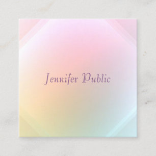 Elegant Handwritten Script Modern Colourful Trendy Square Business Card