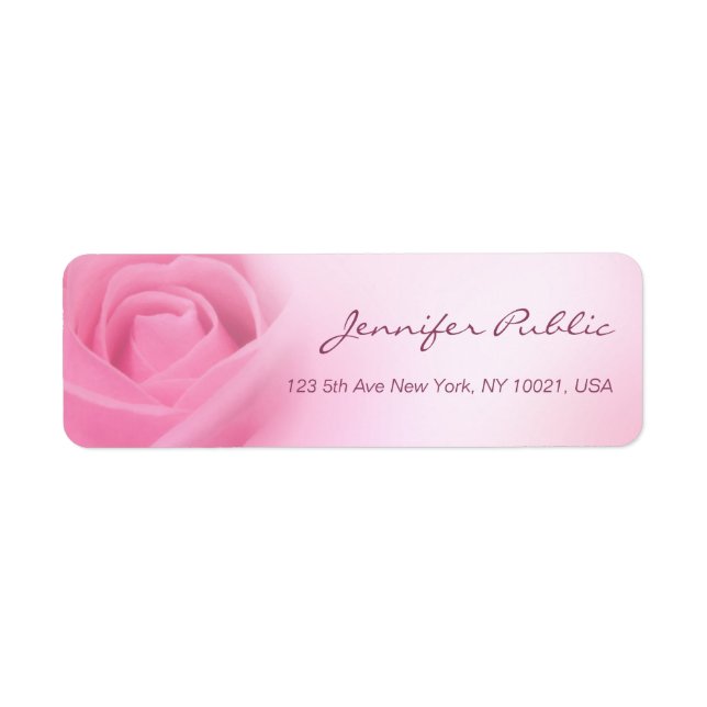 Elegant Handwritten Script Modern Pink Rose (Front)